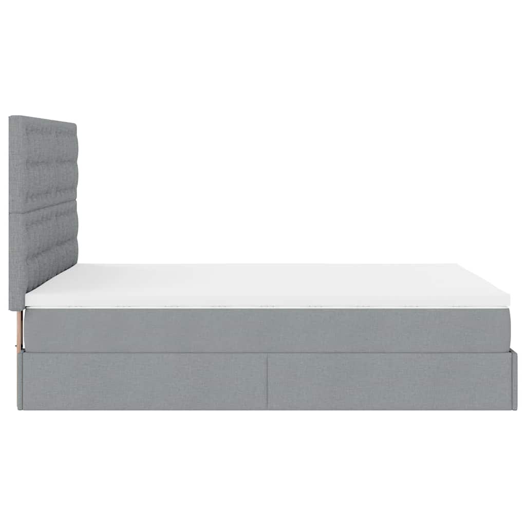 Cadre de lit ottoman et matelas gris clair 140x190 cm tissu - XIOS