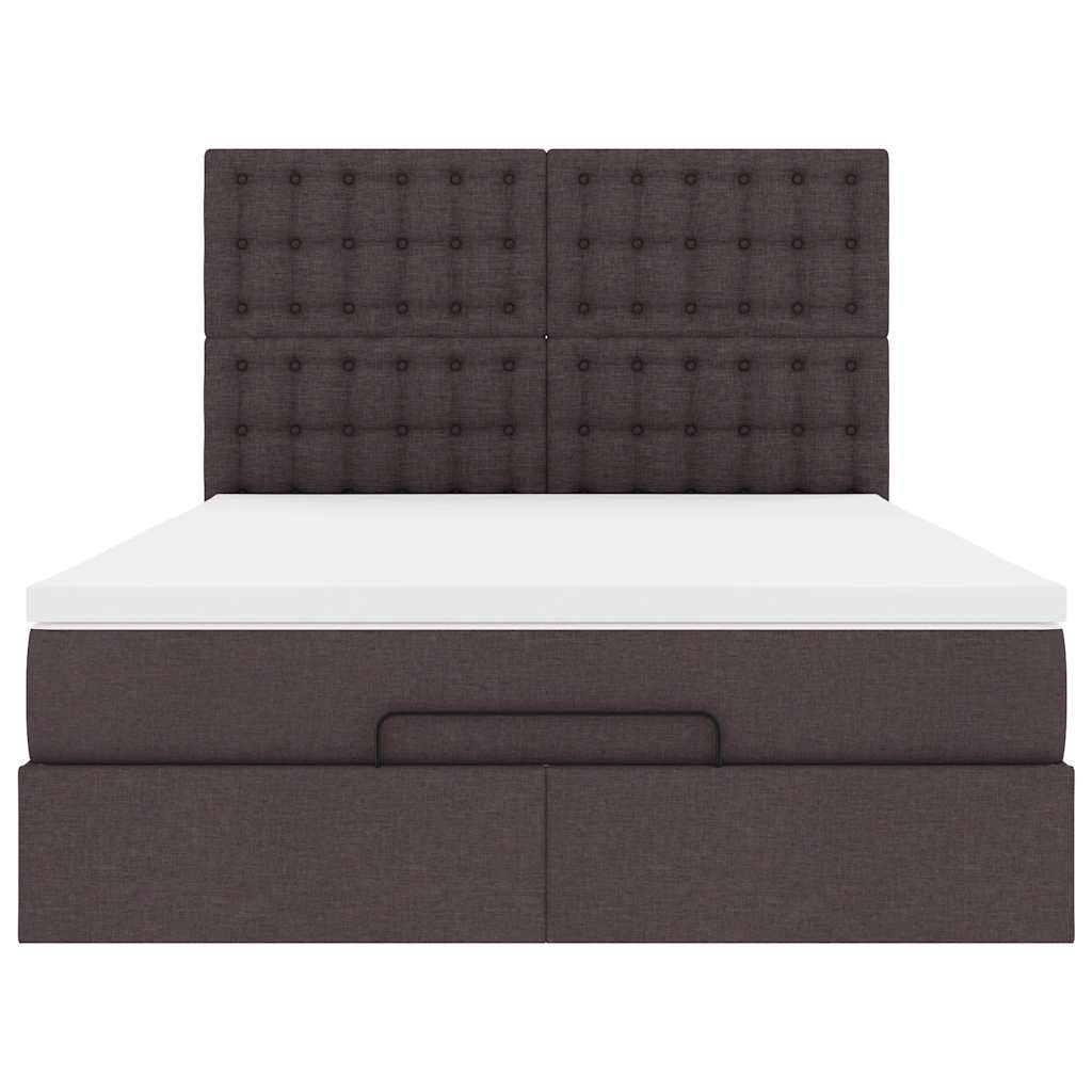 Cadre de lit ottoman avec matelas marron foncé 140x190 cm tissu - XIOS