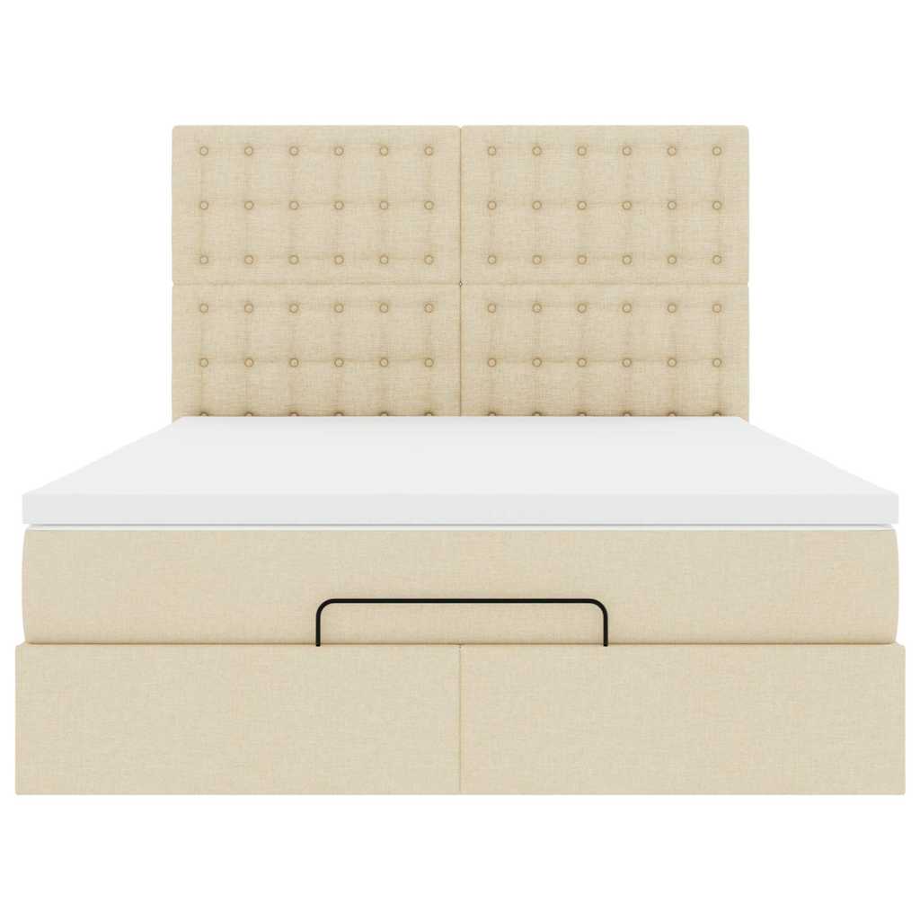 Cadre de lit ottoman avec matelas crème 140x190 cm tissu - XIOS