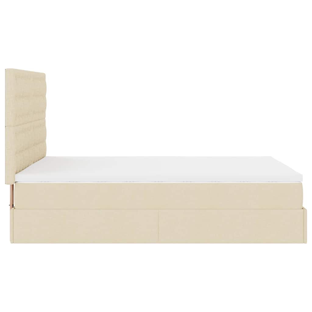 Cadre de lit ottoman avec matelas crème 140x190 cm tissu - XIOS