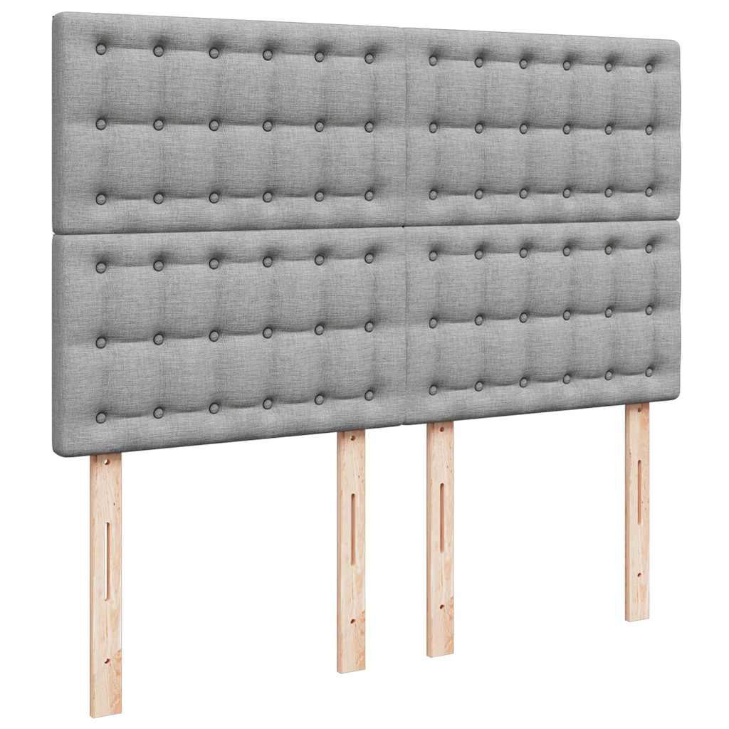 Cadre de lit ottoman et matelas gris clair 140x200 cm tissu - XIOS