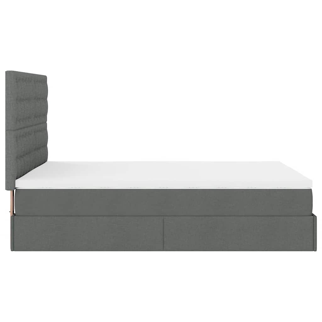 Cadre de lit ottoman avec matelas gris foncé 140x200 cm tissu - XIOS