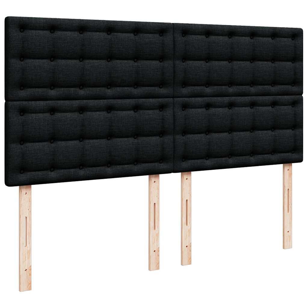 Cadre de lit ottoman avec matelas noir 160x200 cm tissu - XIOS