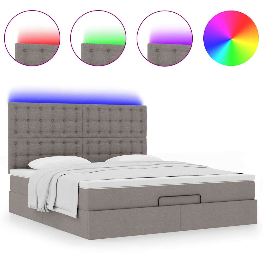 Cadre de lit ottoman avec matelas taupe 160x200 cm tissu - XIOS