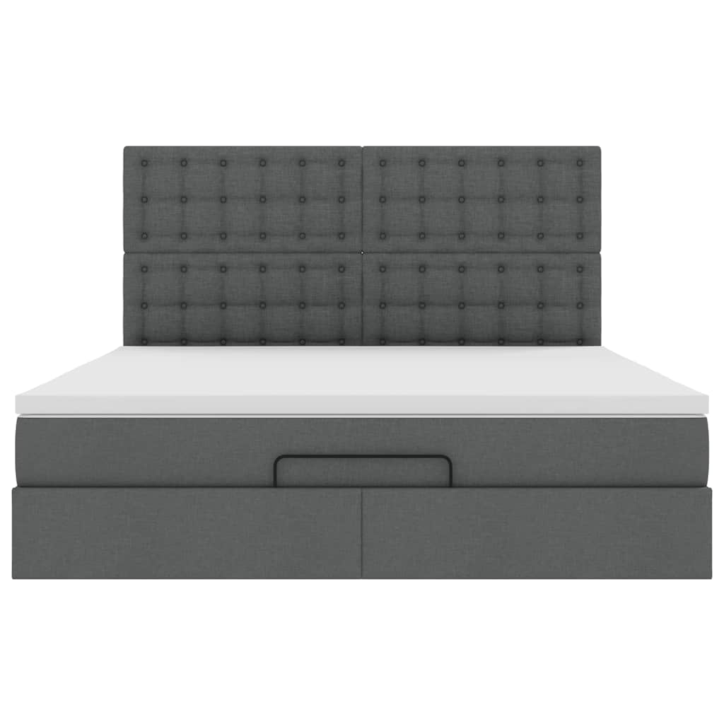 Cadre de lit ottoman avec matelas gris foncé 180x200 cm tissu - XIOS