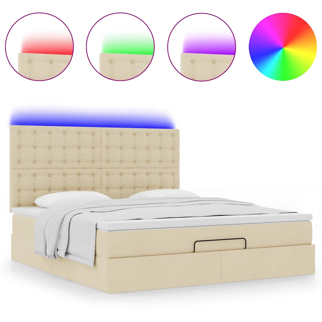 Cadre de lit ottoman avec matelas crème 180x200 cm tissu - XIOS