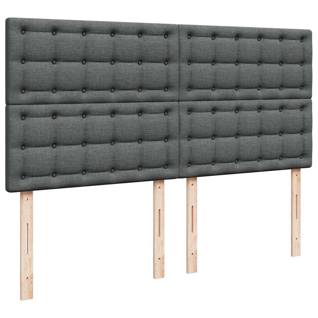 Cadre de lit ottoman avec matelas gris foncé 200x200cm tissu - XIOS