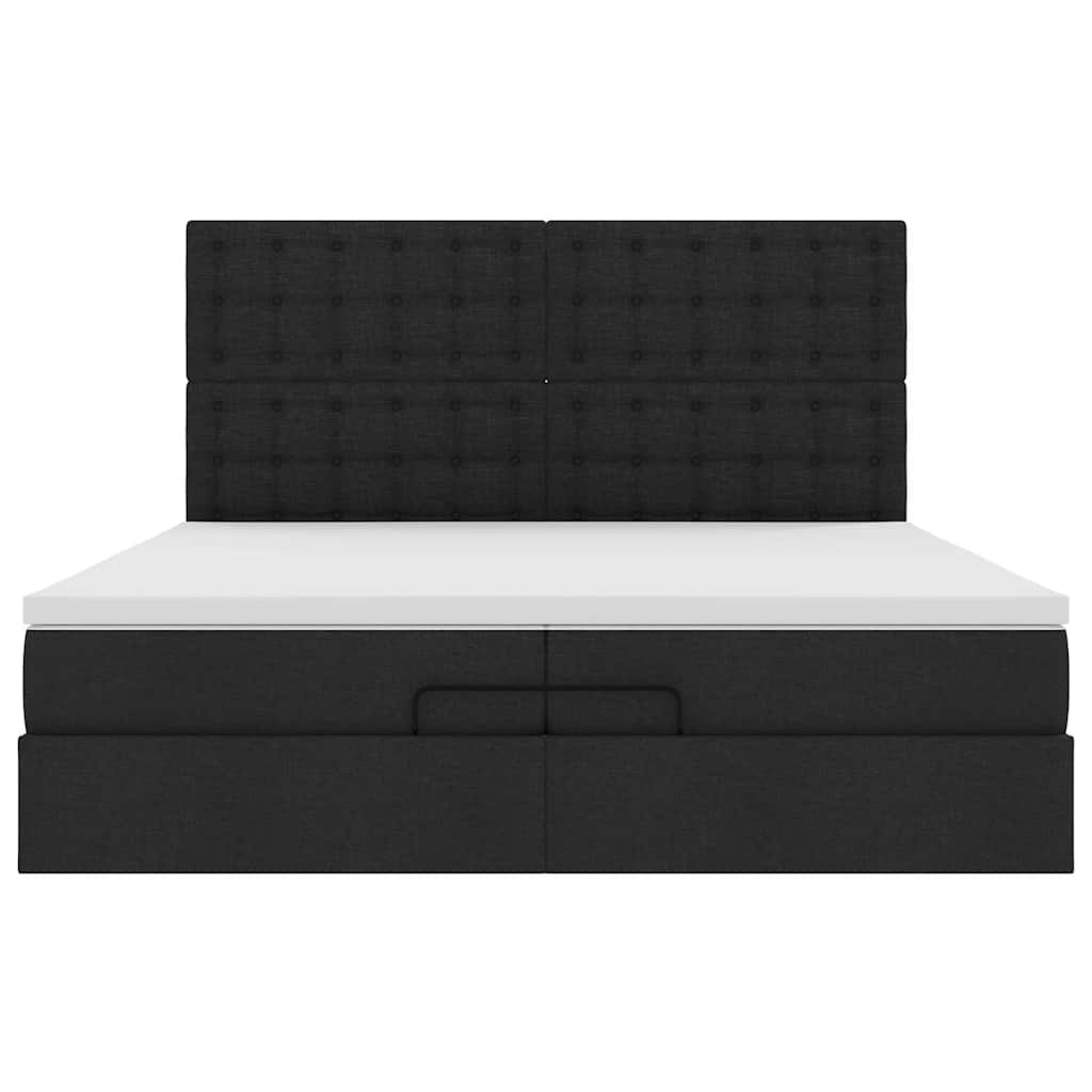 Cadre de lit ottoman avec matelas noir 200x200cm tissu - XIOS