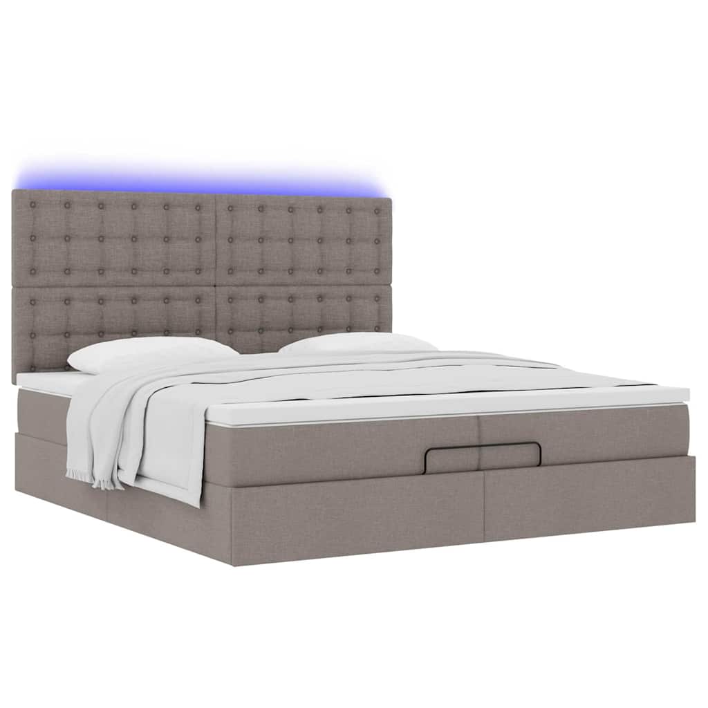 Cadre de lit ottoman avec matelas taupe 200x200cm tissu - XIOS