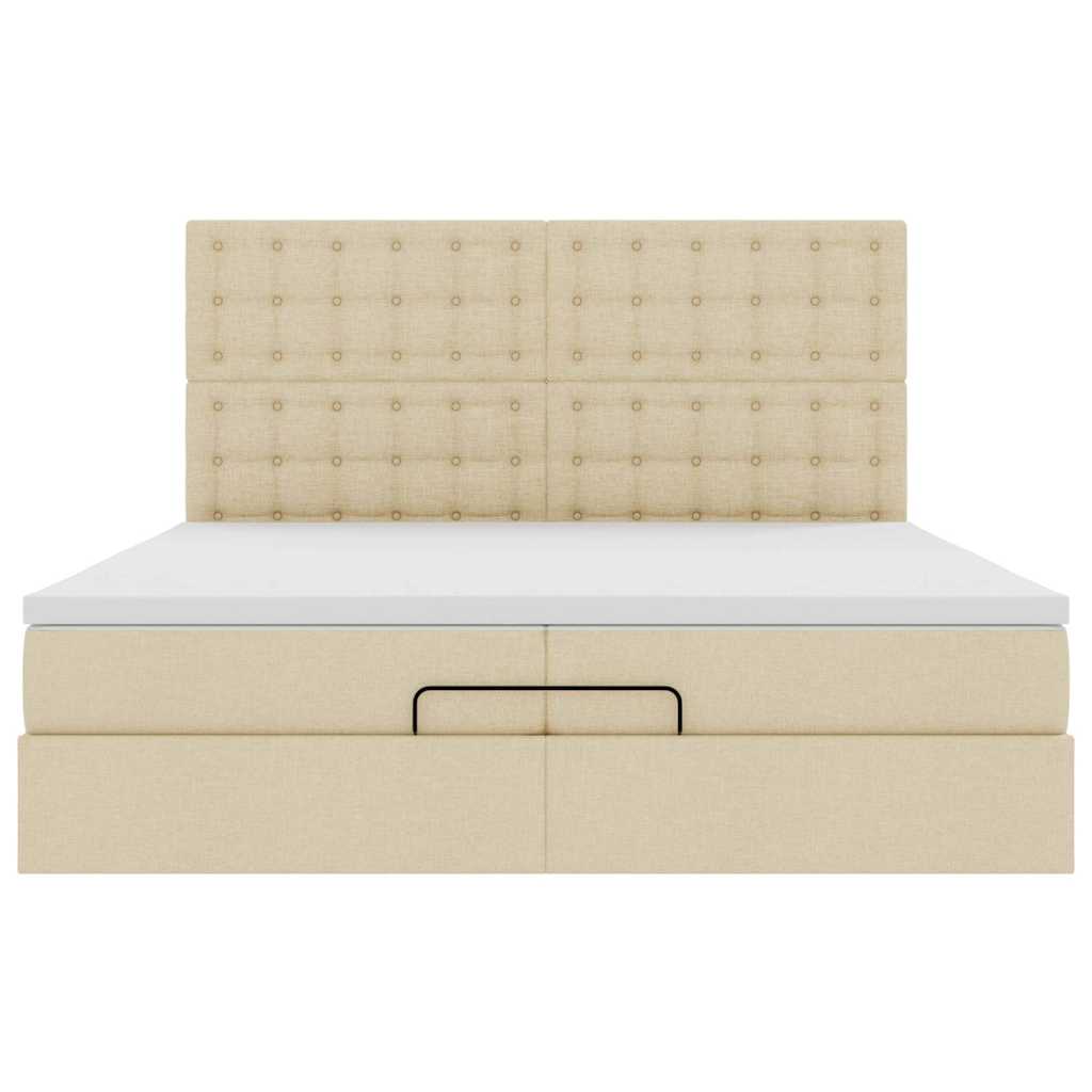 Cadre de lit ottoman avec matelas crème 200x200cm tissu - XIOS
