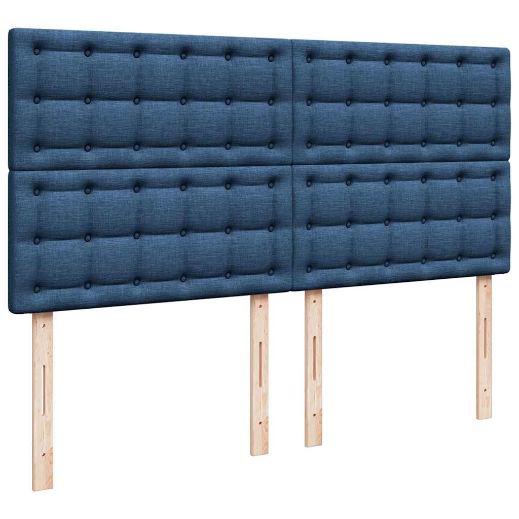 Cadre de lit ottoman avec matelas bleu 200x200cm tissu - XIOS
