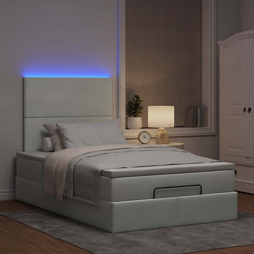 Cadre de lit ottoman avec matelas gris clair 120x190 cm velours - XIOS