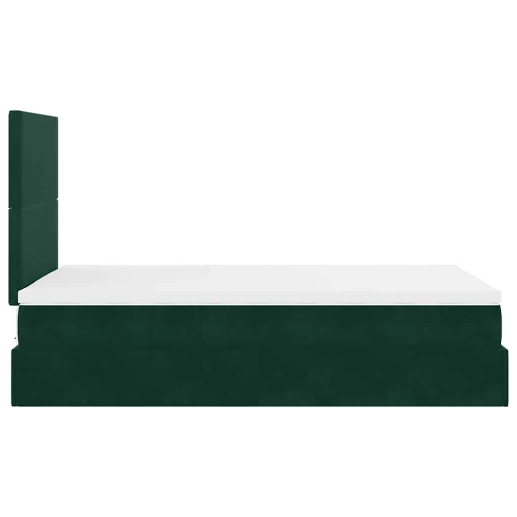 Cadre de lit ottoman avec matelas vert foncé 120x190 cm velours - XIOS