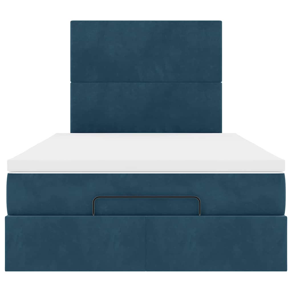 Cadre de lit ottoman avec matelas bleu foncé 120x190 cm velours
