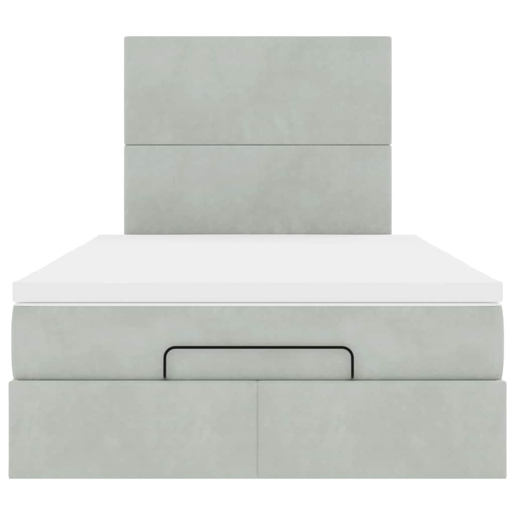 Cadre de lit ottoman et matelas gris clair 120x200 cm velours - XIOS