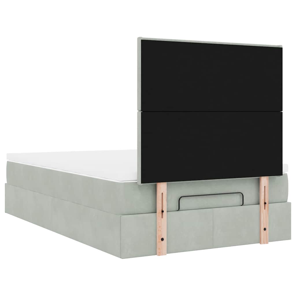 Cadre de lit ottoman et matelas gris clair 120x200 cm velours - XIOS