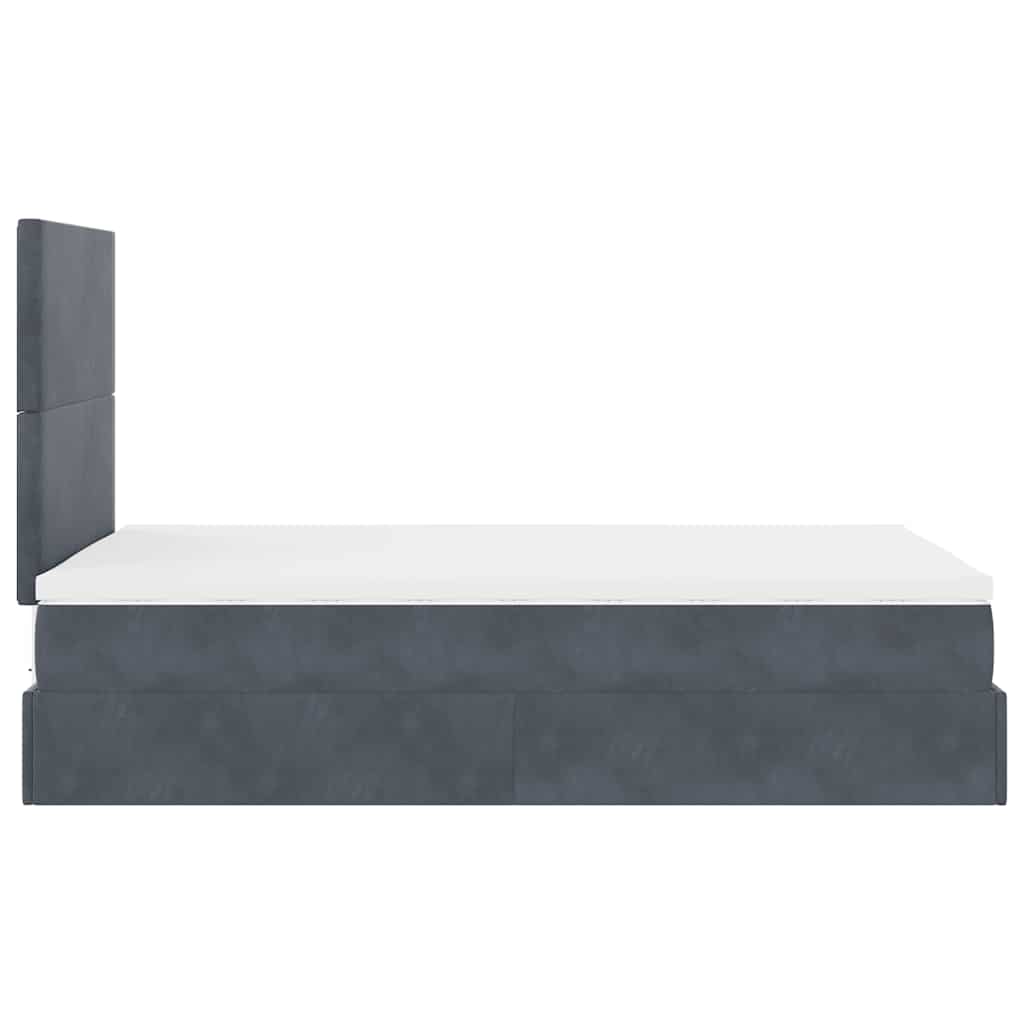 Cadre de lit ottoman et matelas gris foncé 120x200 cm velours - XIOS
