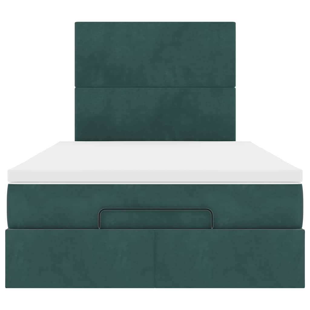 Cadre de lit ottoman avec matelas vert foncé 120x200 cm velours - XIOS