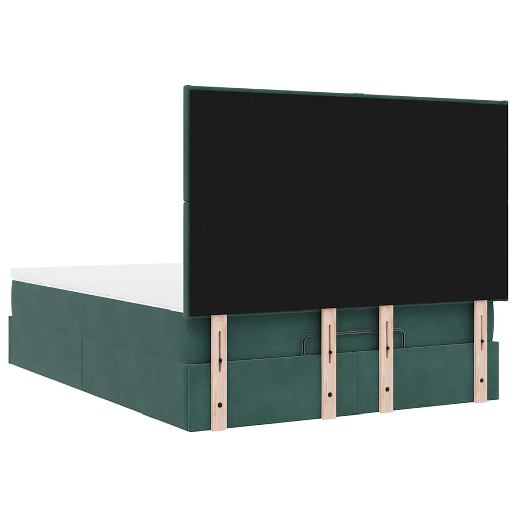 Cadre de lit ottoman avec matelas vert foncé 140x190 cm velours - XIOS