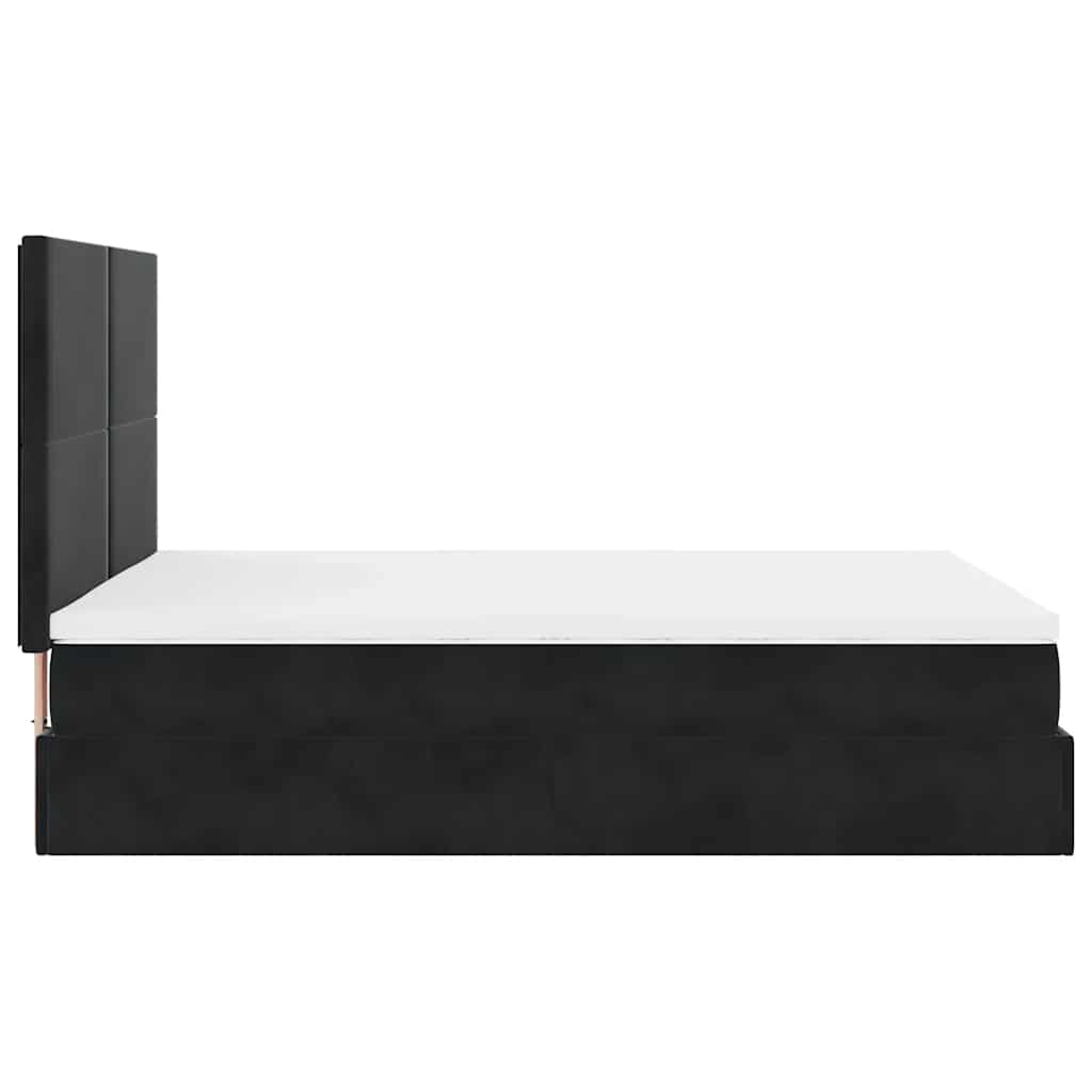 Cadre de lit ottoman avec matelas noir 140x200 cm velours - XIOS