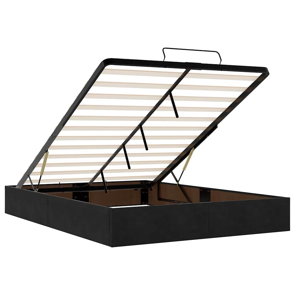 Cadre de lit ottoman avec matelas noir 140x200 cm velours - XIOS