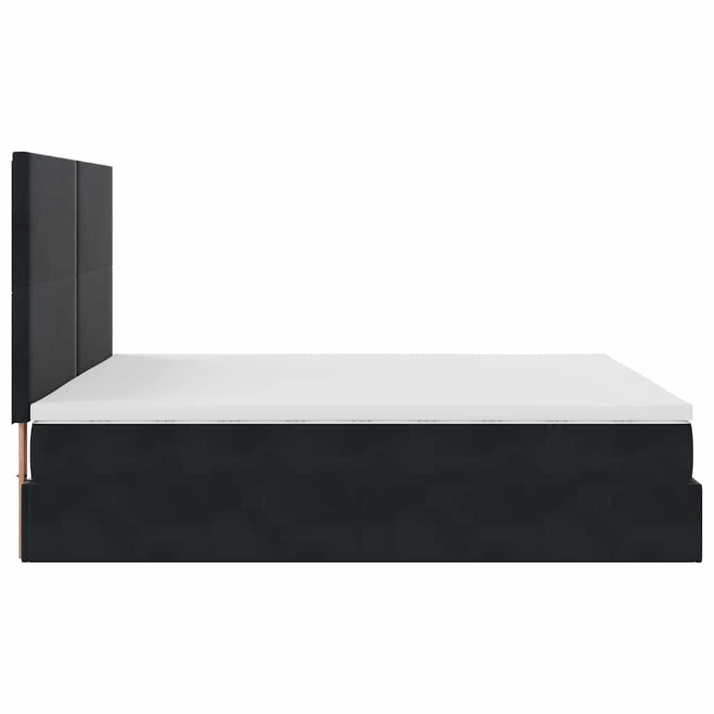 Cadre de lit ottoman avec matelas noir 160x200 cm velours - XIOS