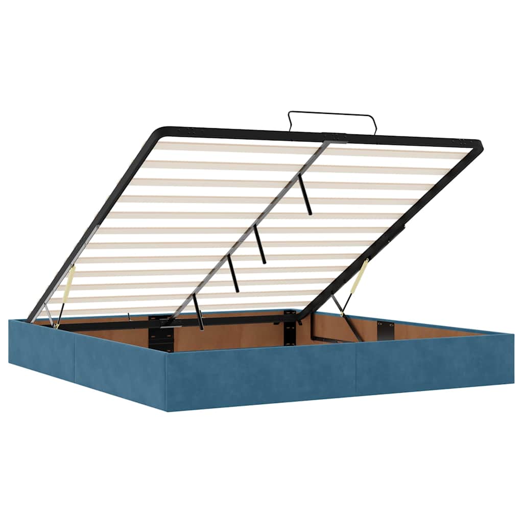 Cadre de lit ottoman avec matelas bleu foncé 160x200 cm velours - XIOS