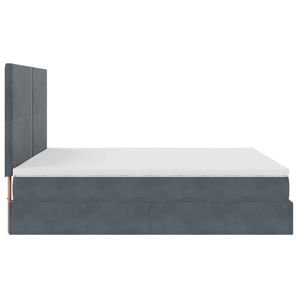 Cadre de lit ottoman avec matelas gris foncé 180x200cm velours - XIOS