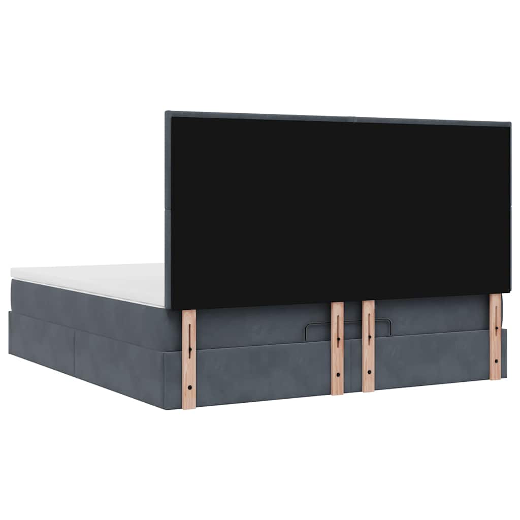 Cadre de lit ottoman avec matelas gris foncé 180x200cm velours - XIOS