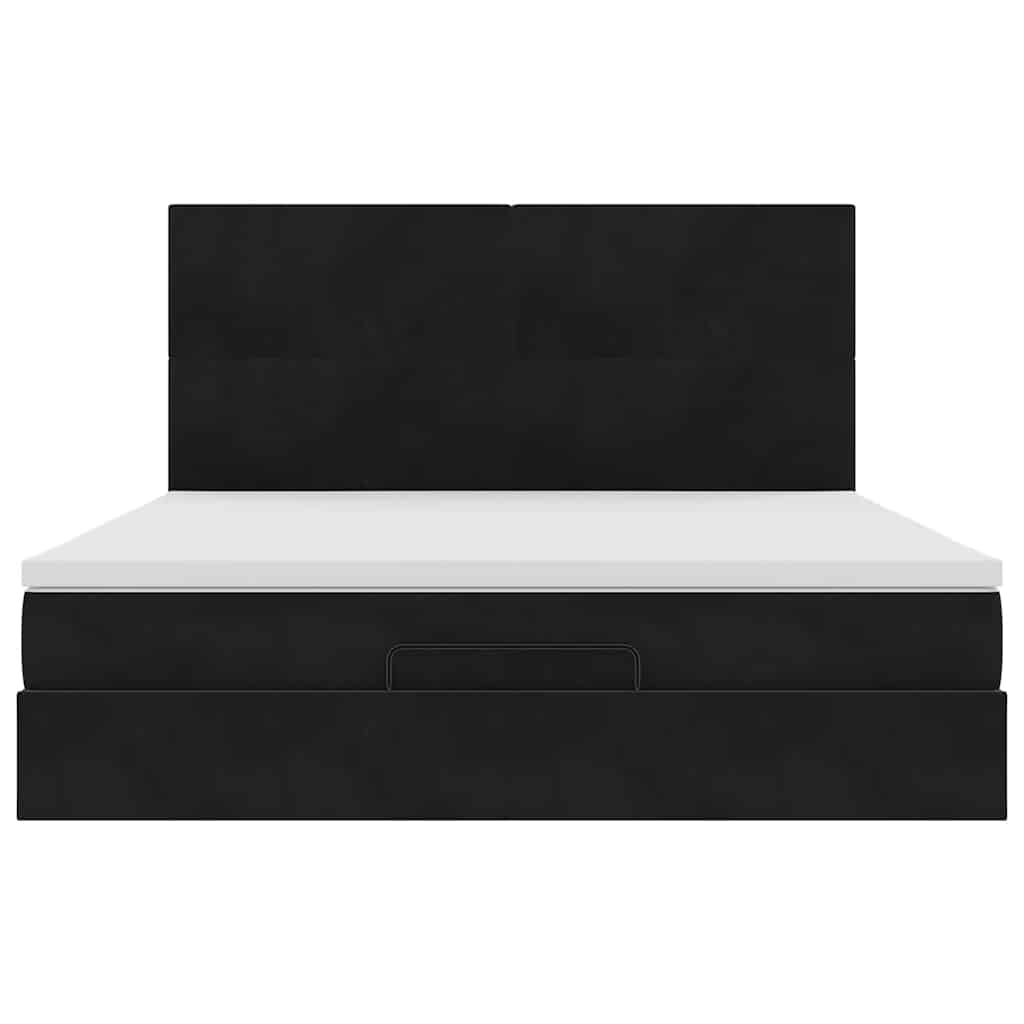 Cadre de lit ottoman avec matelas noir 180x200cm velours - XIOS