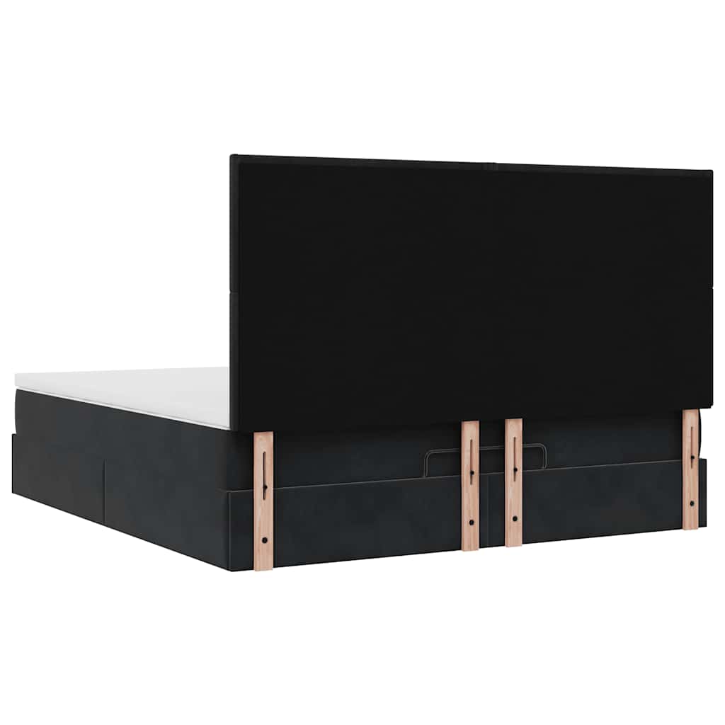 Cadre de lit ottoman avec matelas noir 180x200cm velours - XIOS