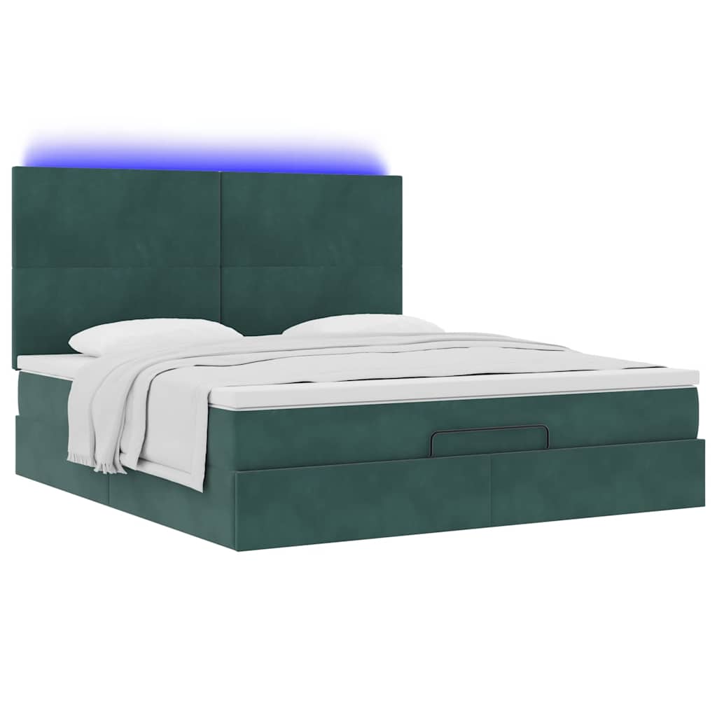 Cadre de lit ottoman avec matelas vert foncé 180x200cm velours - XIOS