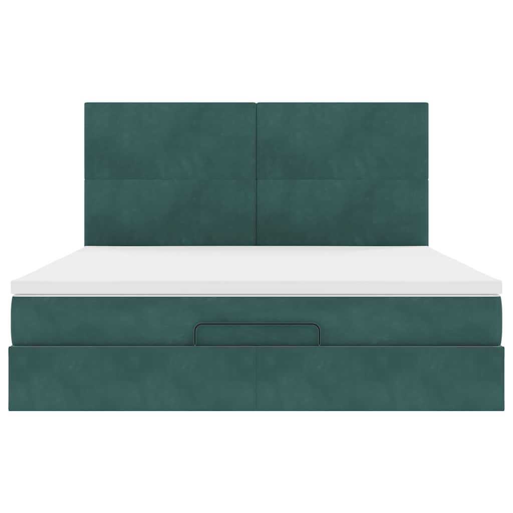 Cadre de lit ottoman avec matelas vert foncé 180x200cm velours - XIOS