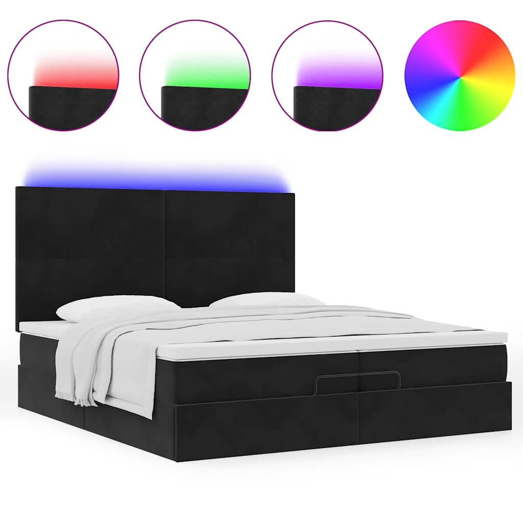 Cadre de lit ottoman avec matelas noir 200x200cm velours - XIOS