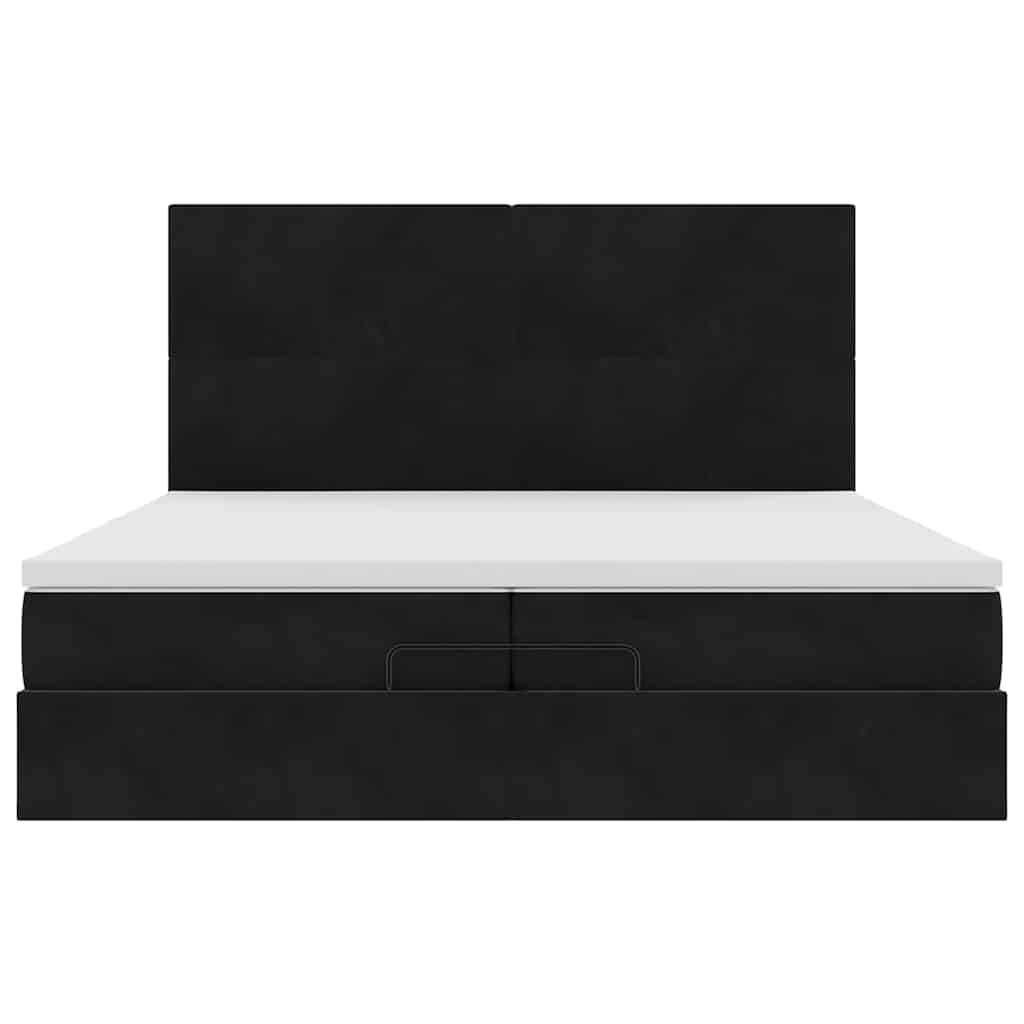 Cadre de lit ottoman avec matelas noir 200x200cm velours - XIOS