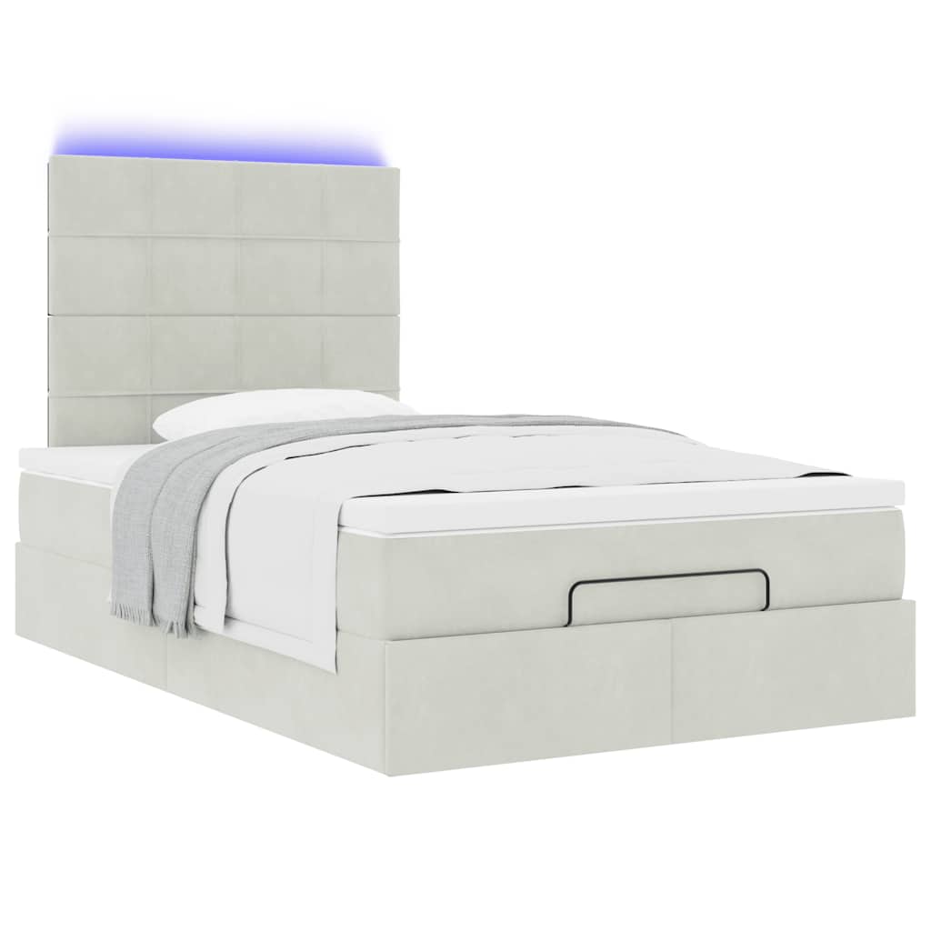Cadre de lit ottoman avec matelas gris clair 120x190 cm velours - XIOS