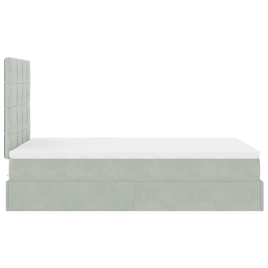 Cadre de lit ottoman avec matelas gris clair 120x190 cm velours - XIOS