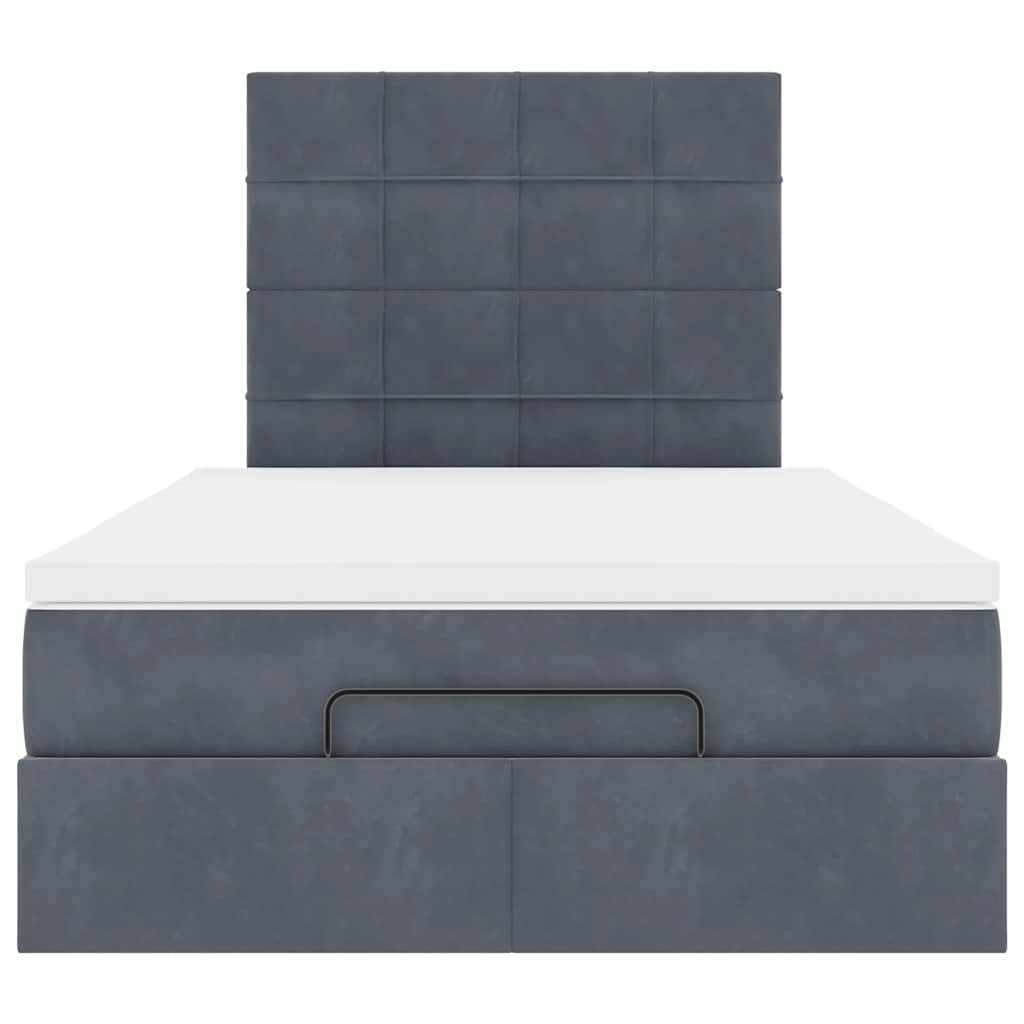 Cadre de lit ottoman avec matelas gris foncé 120x190 cm velours - XIOS