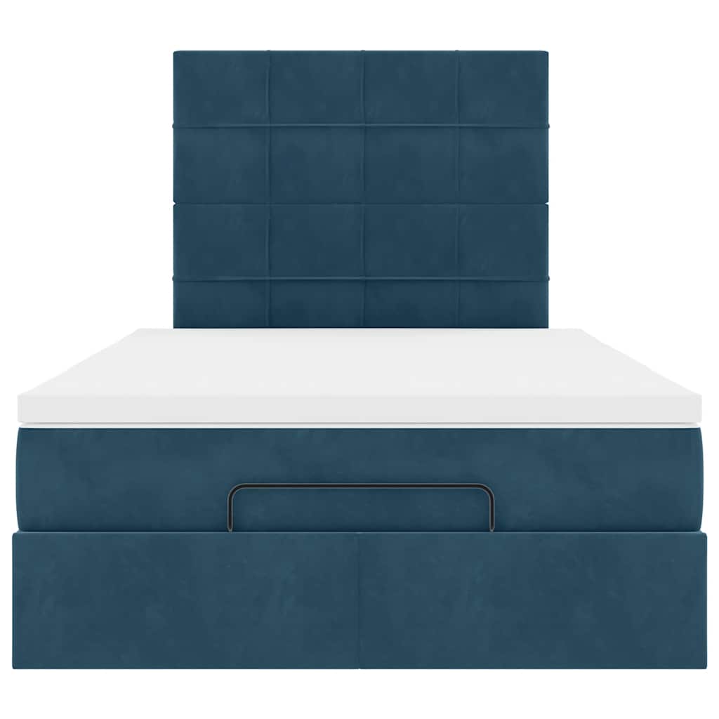 Cadre de lit ottoman avec matelas bleu foncé 120x190 cm velours - XIOS