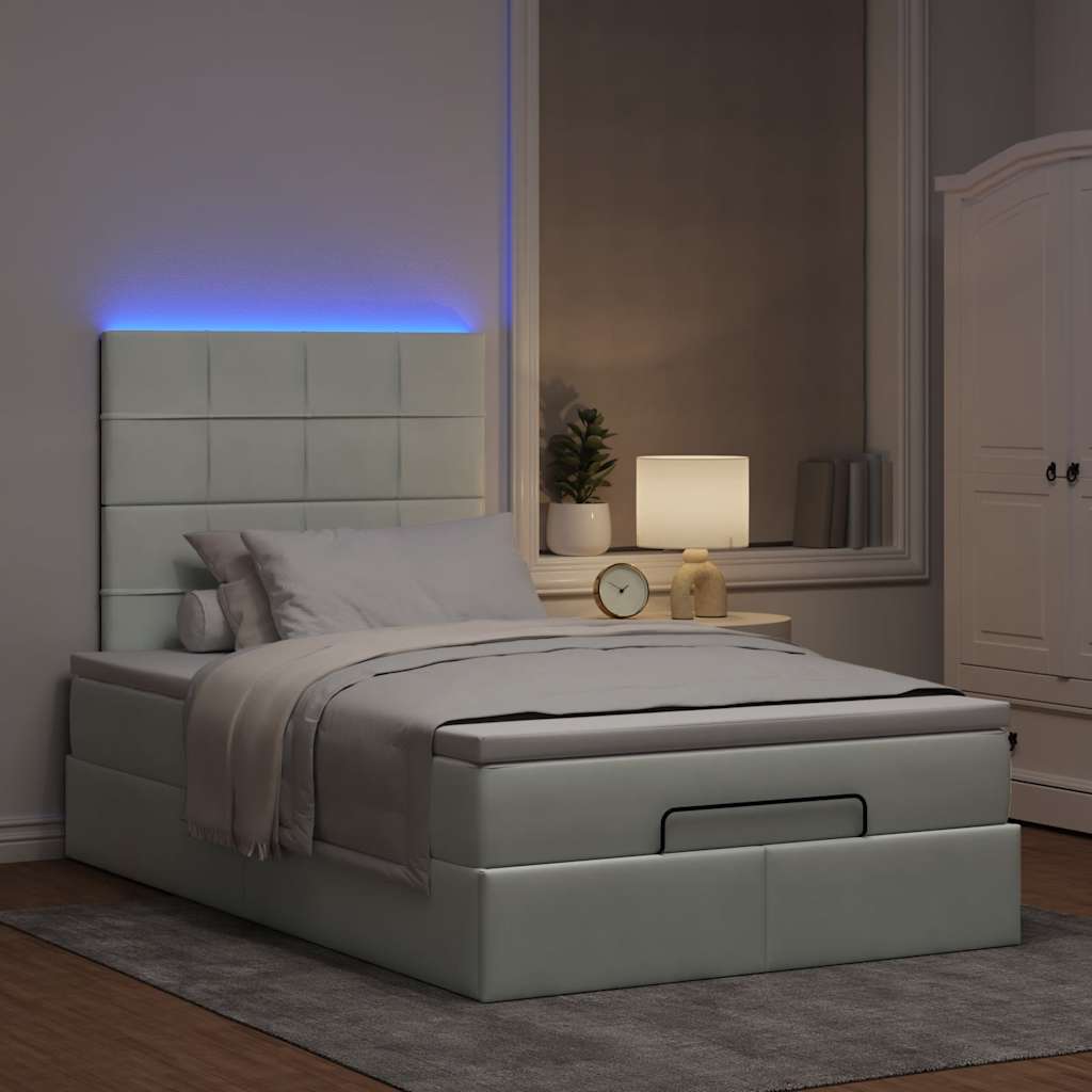 Cadre de lit ottoman et matelas gris clair 120x200 cm velours - XIOS