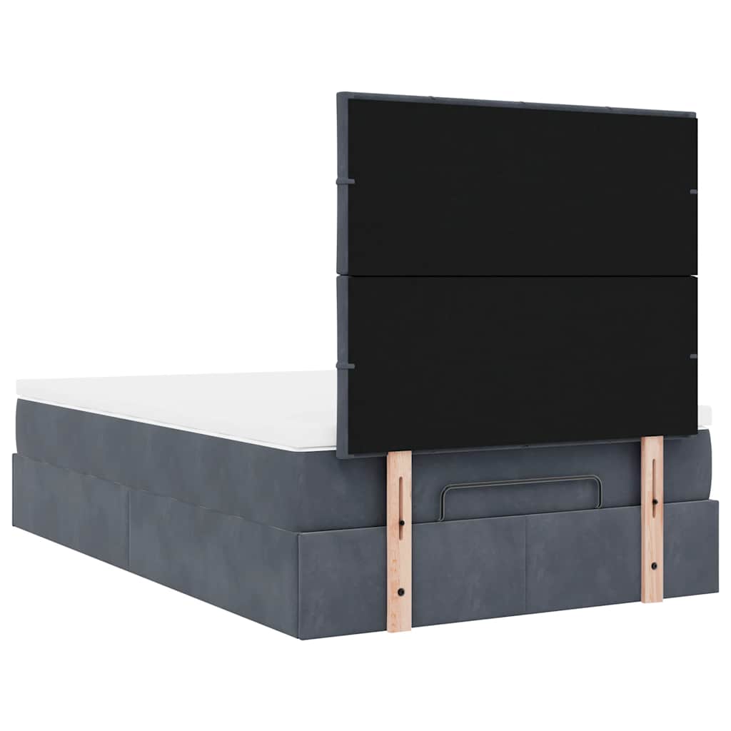Cadre de lit ottoman et matelas gris foncé 120x200 cm velours - XIOS
