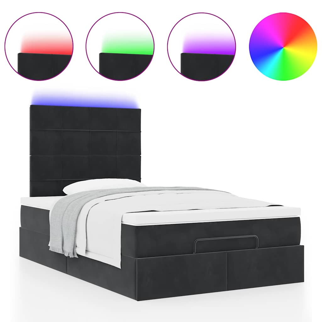 Cadre de lit ottoman avec matelas noir 120x200 cm velours - XIOS