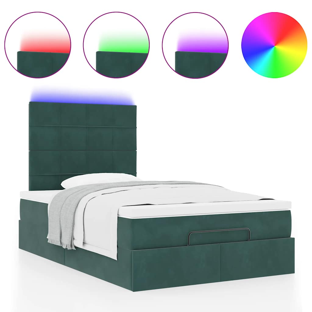 Cadre de lit ottoman avec matelas vert foncé 120x200 cm velours - XIOS