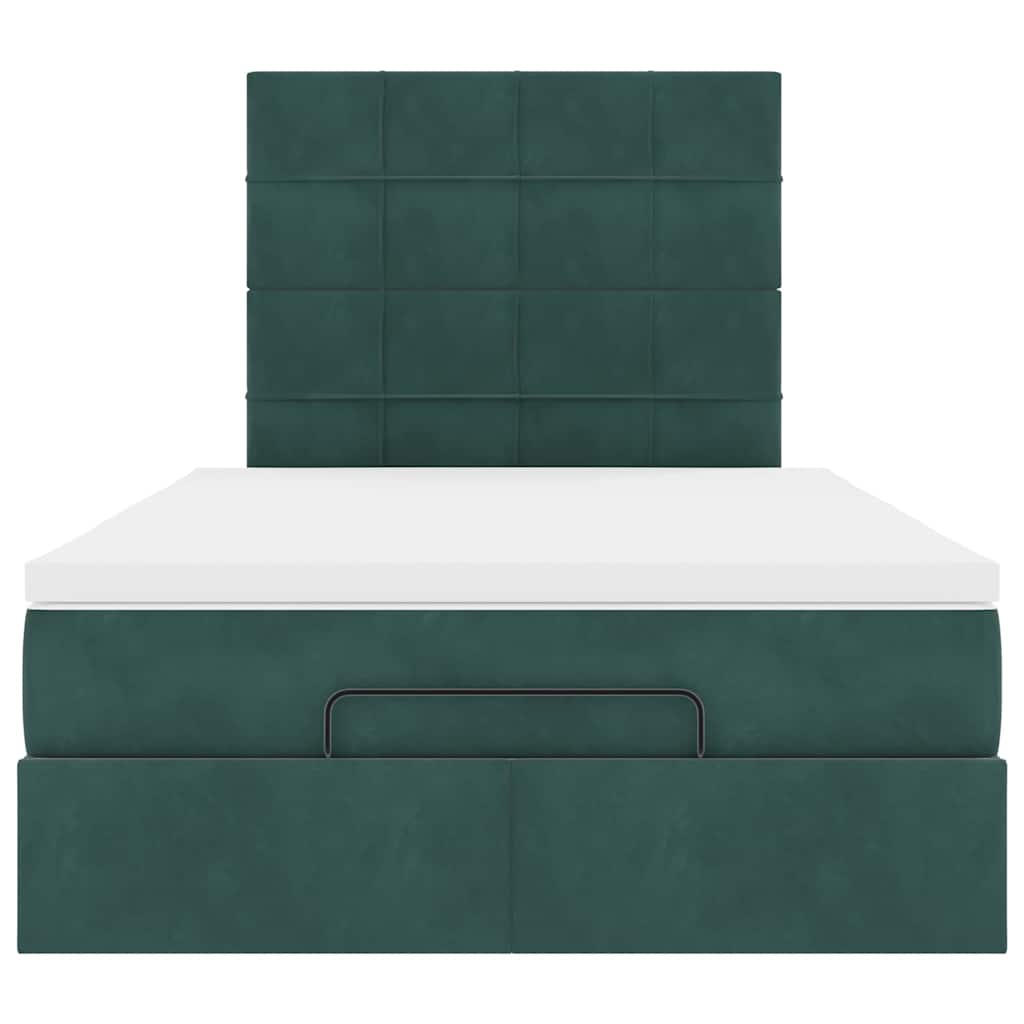 Cadre de lit ottoman avec matelas vert foncé 120x200 cm velours - XIOS
