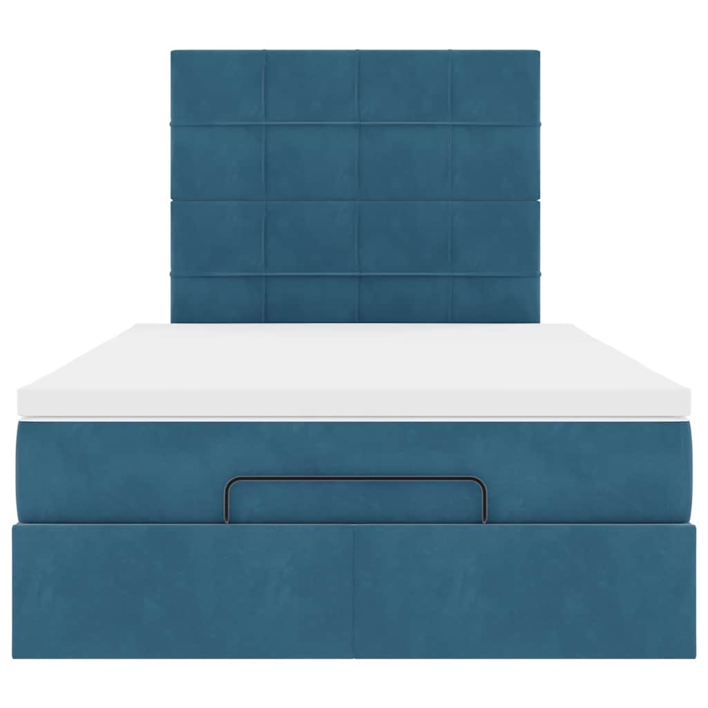 Cadre de lit ottoman avec matelas bleu foncé 120x200 cm velours - XIOS