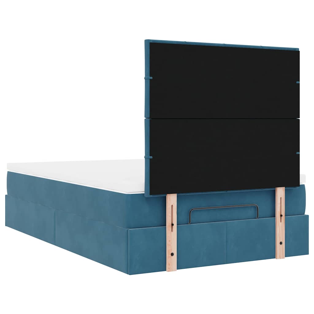 Cadre de lit ottoman avec matelas bleu foncé 120x200 cm velours - XIOS