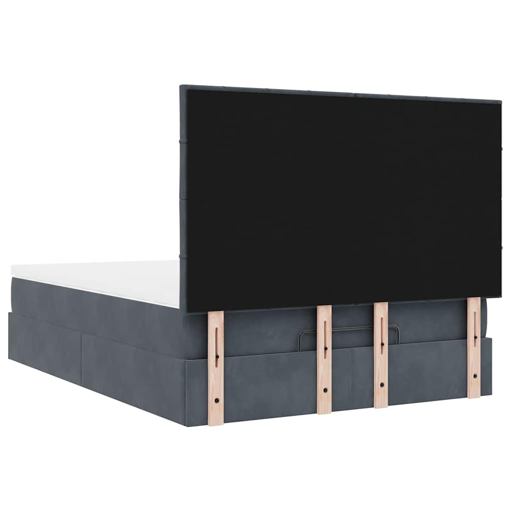 Cadre de lit ottoman avec matelas gris foncé 140x190 cm velours - XIOS