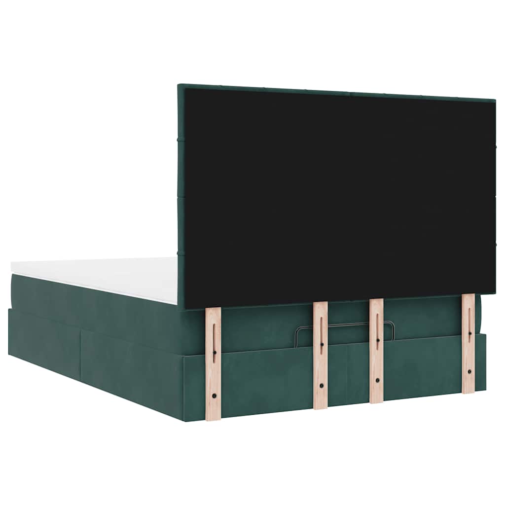 Cadre de lit ottoman avec matelas vert foncé 140x190 cm velours - XIOS