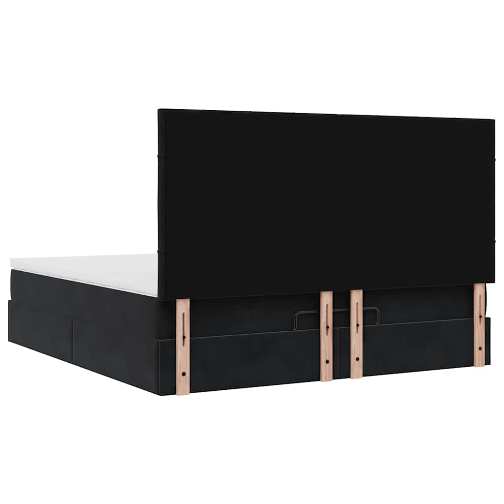 Cadre de lit ottoman avec matelas noir 160x200 cm velours - XIOS