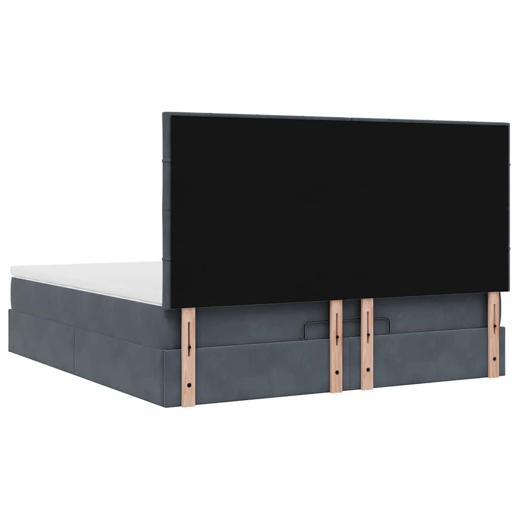 Cadre de lit ottoman avec matelas gris foncé 180x200cm velours - XIOS